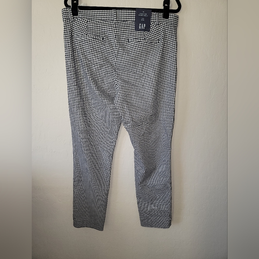 GAP Navy and White Checkered Straight Leg Pants
